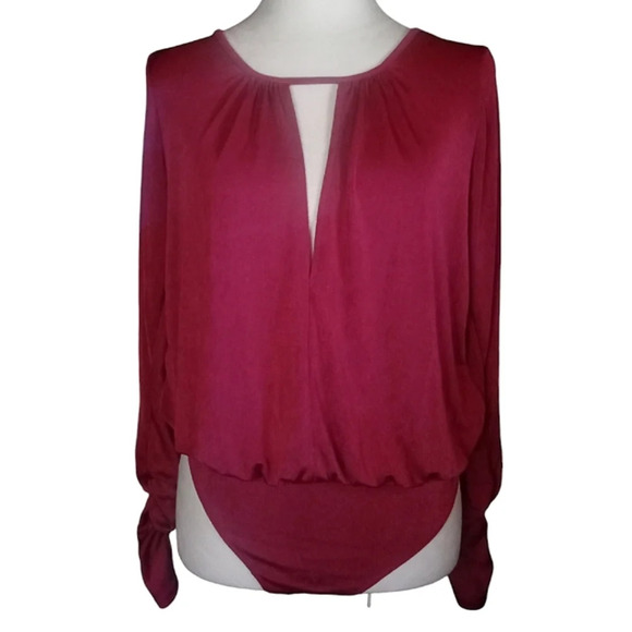 Free People Women's Kaya Keyhole Long Sleeve Bodysuit Rose Hypnotic Sz Small NWT - Picture 4 of 12